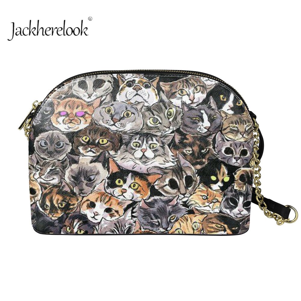 Jackherelook dames schattige dieren katten patroon buiten sling crossbody tas dames schoudertassen met haak: Hmfa 1405 d49