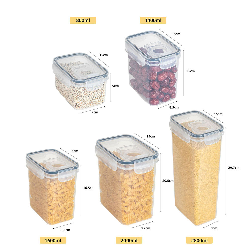 Transparent Rectangular Rice Bucket Sealed Dustproof Grain Storage Tank for Kitchen