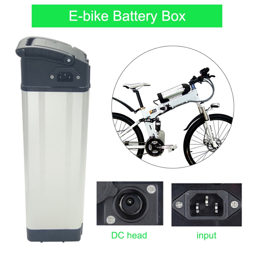 E-bike Battery Box Protective Storage Case Electric Bike 36V 48V Aluminum Alloy DC Charging Port Holder Case E-bike Accessories
