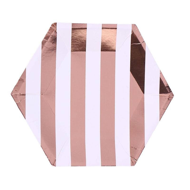 36PCS Wegwerp Servies Set Zeshoekige Gestreepte Servetten Papier Gerechten Borden Voor Birthday Party Servies Set