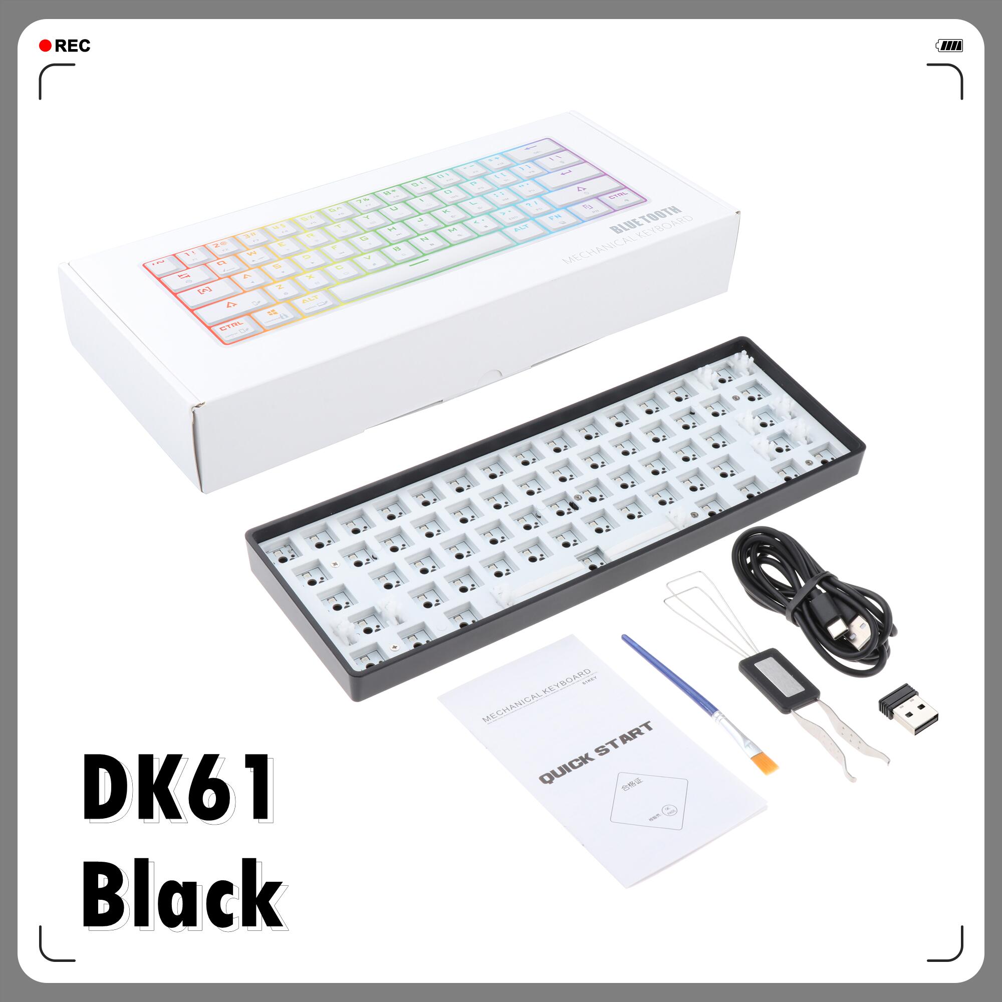 Dk61/dk68 3mode Wireless 3/5pin -swap Rgb Mechanical Keyboard Diy Kit 68 Keys 61keys Bluetooth5.0 2.4G Mechanical Keyboards: 61 Keys Black