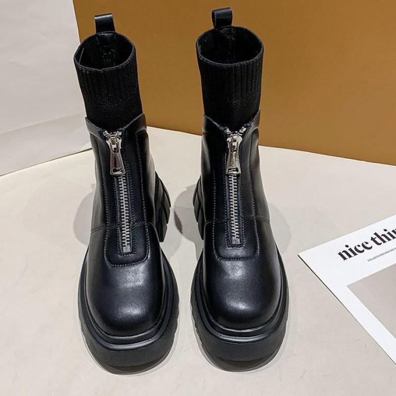 Botines de tacón alto informales para mujer, botas de tacón grueso con plataforma, estilo gótico, Punk, para invierno,