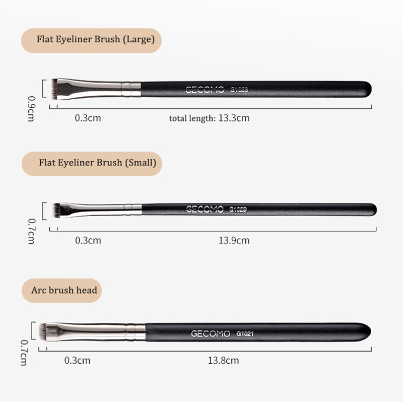 Brocha plana de nailon para delineador de ojos, delineador fino de línea de cejas, delineador de ojos negro, contorno de cejas, herramientas de maquillaje cosmético