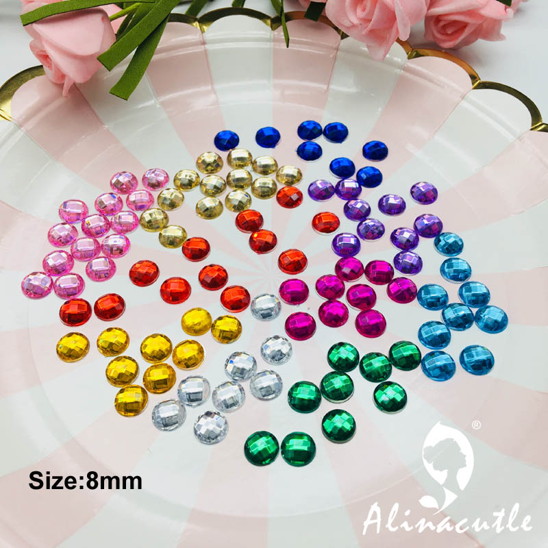 140pc 8mm gems diamond flat back flat back round crystals Stone Stickers gem DIY handmade Art Crafts Scrapbooking crystals