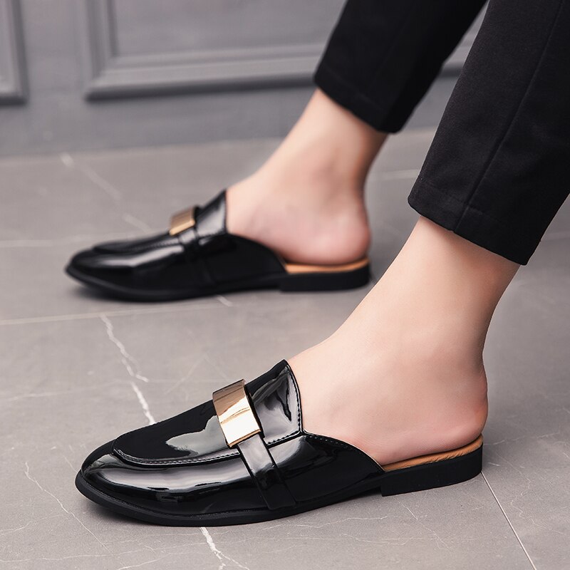 Sandalias de hombre , nuevas zapatillas de verano para hombre, zapatos de charol informal para hombre, chanclas deslizantes para hombre, mocasines, zapatos de mula