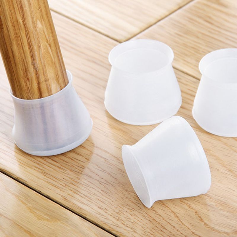 4 stk/sett silikon stol benkapper fot pads møbel bordtrekk sokker gulvbeskyttere sklisikre kopper med rund bunn