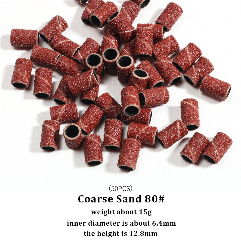 Cabezal cilíndrico para pulir uñas, pulir ruedas, pulir, especial, anillos de pulido, taladro de uñas, herramienta de manicura, 80 #120 #180 #50/100 paquete: 50pcs80