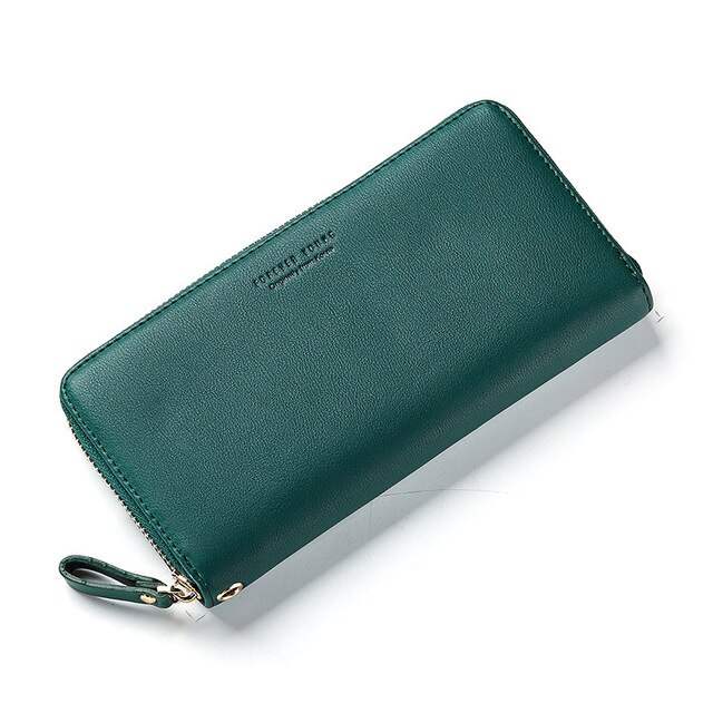 Wome pochette portefeuille grande capacité portefeuilles femme longue sac à main dame sacs à main téléphone poche porte-carte Carteras bracelet: green