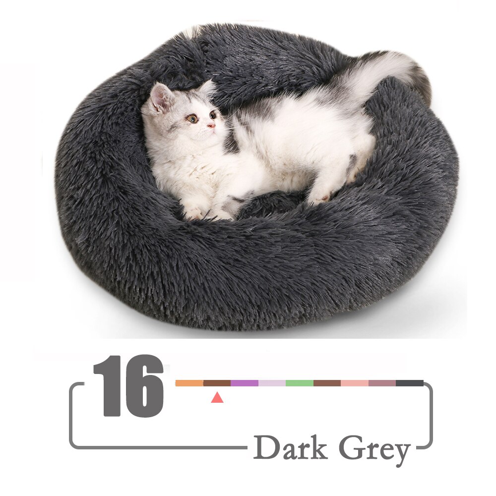27 colores felpa redonda Gato cama casa Invierno gatos durmiendo nido suave largo felpa perro cesta mascota Mat Supplie: 16