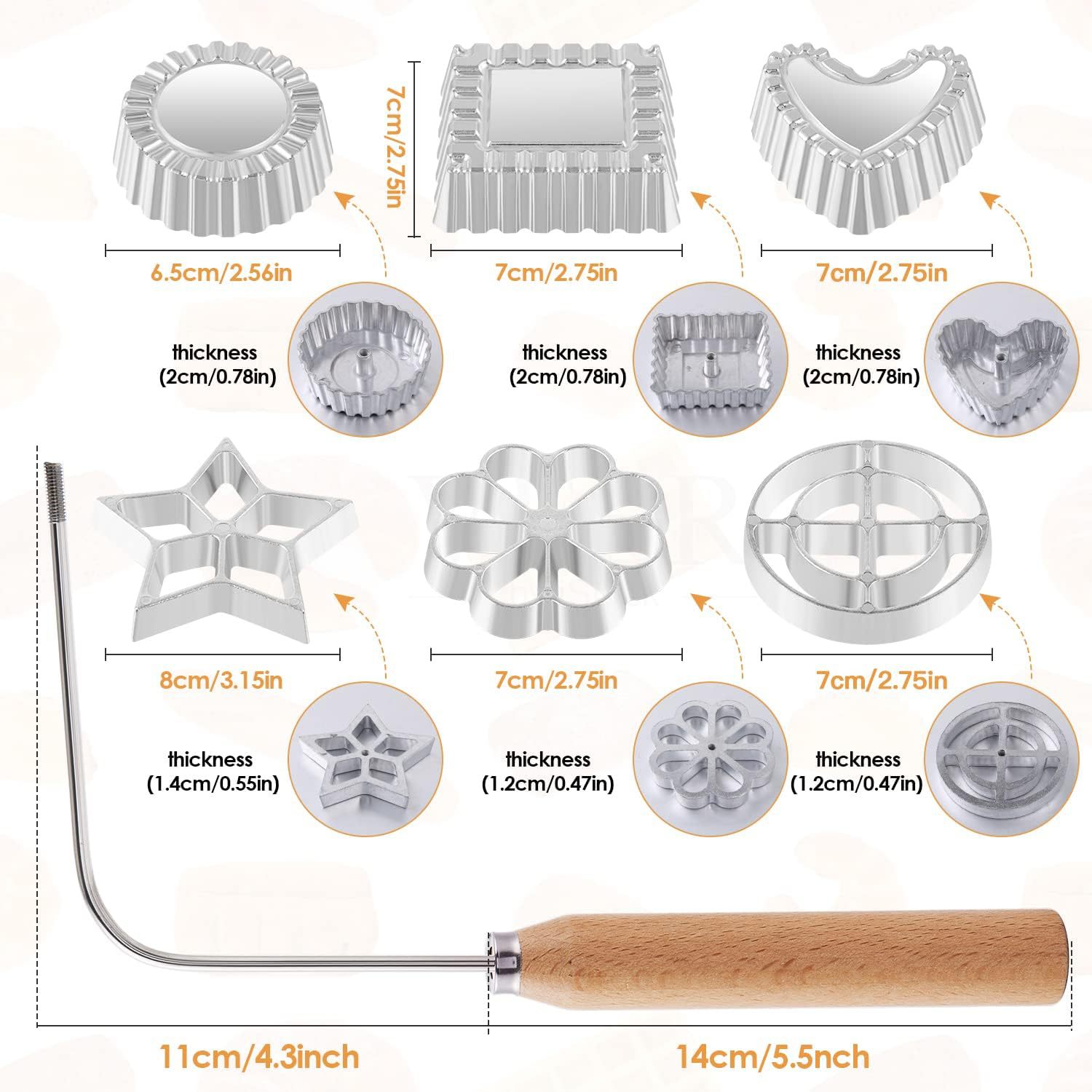 Aluminum Rosette Maker Molds Bunuelos Mold With Handle Pastry Tools Achappam Cookie Maker Baking Cooking Kitchen Accessories