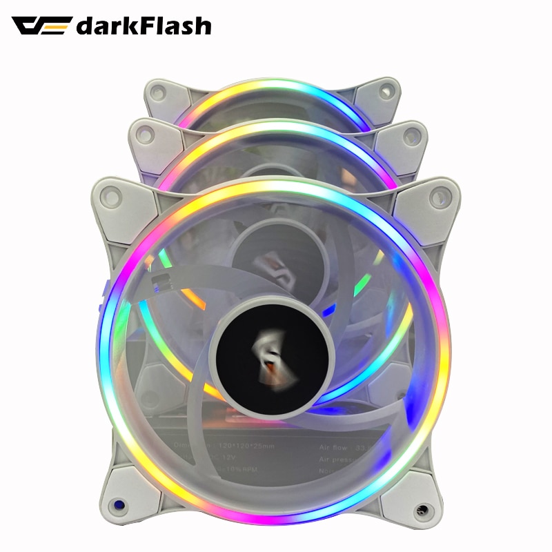 Darkflash D1 120Mm Pc Computer Regenboog Led Fan 12Cm 4pin Desktop Pc Computer Wit Koeler Stille Case Rgb fan Cooling Fans