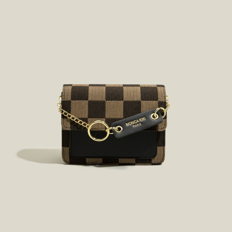 Sac à bandoulière simple pour femmes, Style anglais, motif écossais, sacoche carrée à la , Vintage, bonne: Black