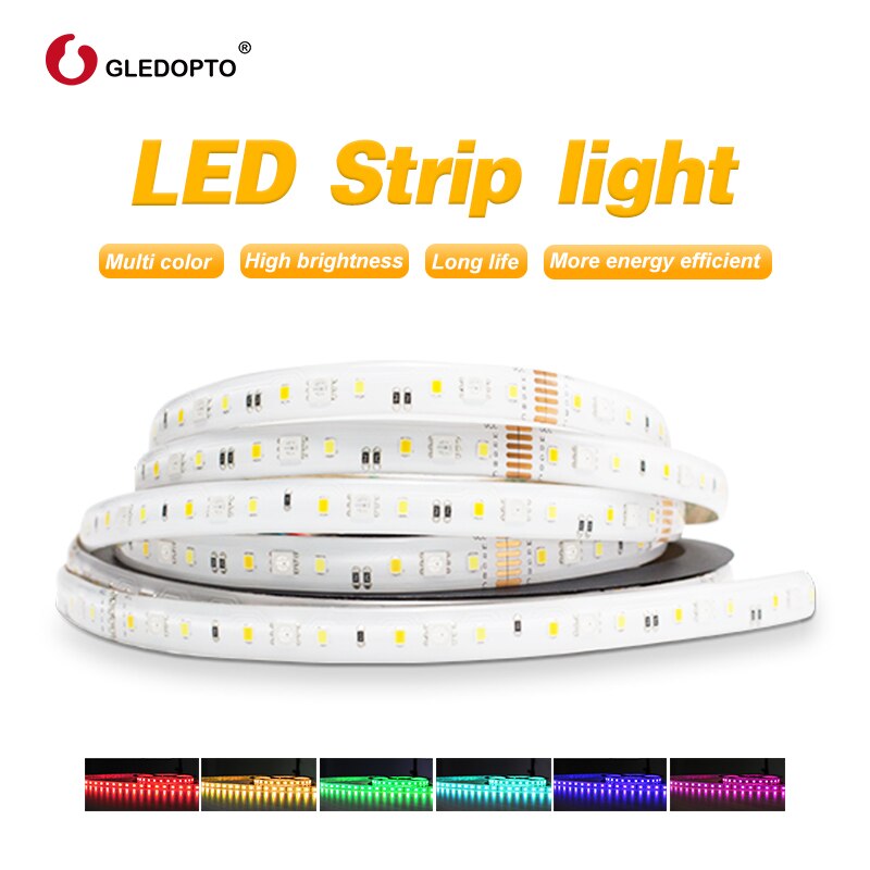 Gledopto RGB+CCT LED strip light rgb ww/cw DC24V 5 meters IP65 waterproof and IP20 not waterproof rgbcct light SMD 5050 SMD 2835