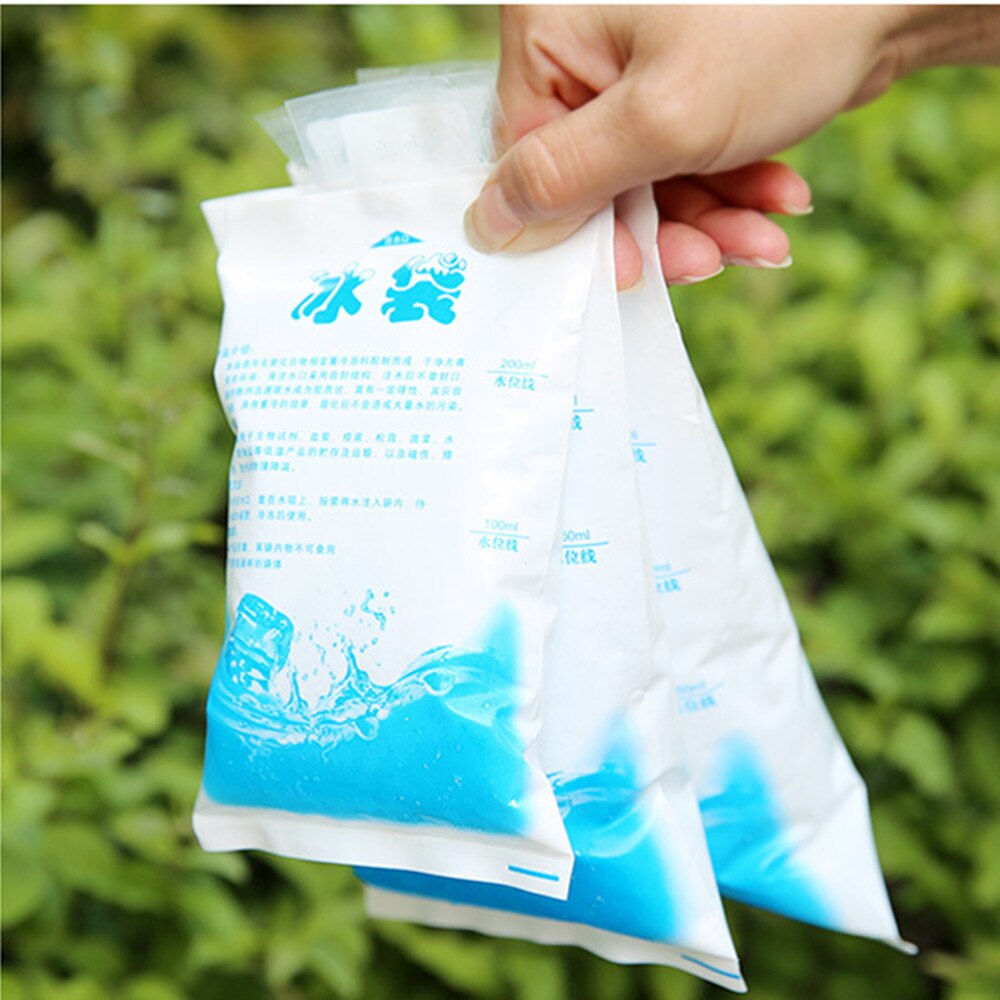 5pcs/lot Gel Ice Bag Insulated Dry Cold Ice Pack Gel Cooler Bag For Food Reusable Fresh Food Ice Bag 100/200/400ml