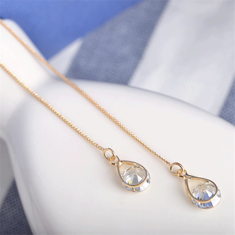 Lange Verzilverd Crystal Leaf Tassel Oorbellen Voor Vrouwen Wedding Sieraden: EE