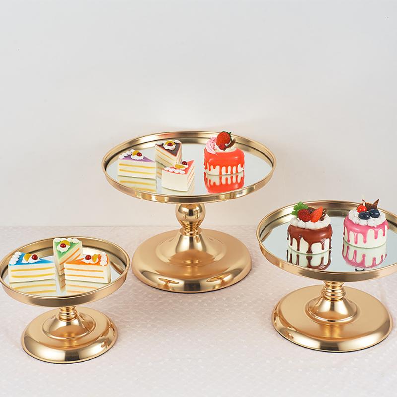 8/10/12 Inch Wedding Cake Stand Set Gold Mirror Metal Cupcake Beautiful Tray Dessert Display Decoration Tools Baking Dishes Pans