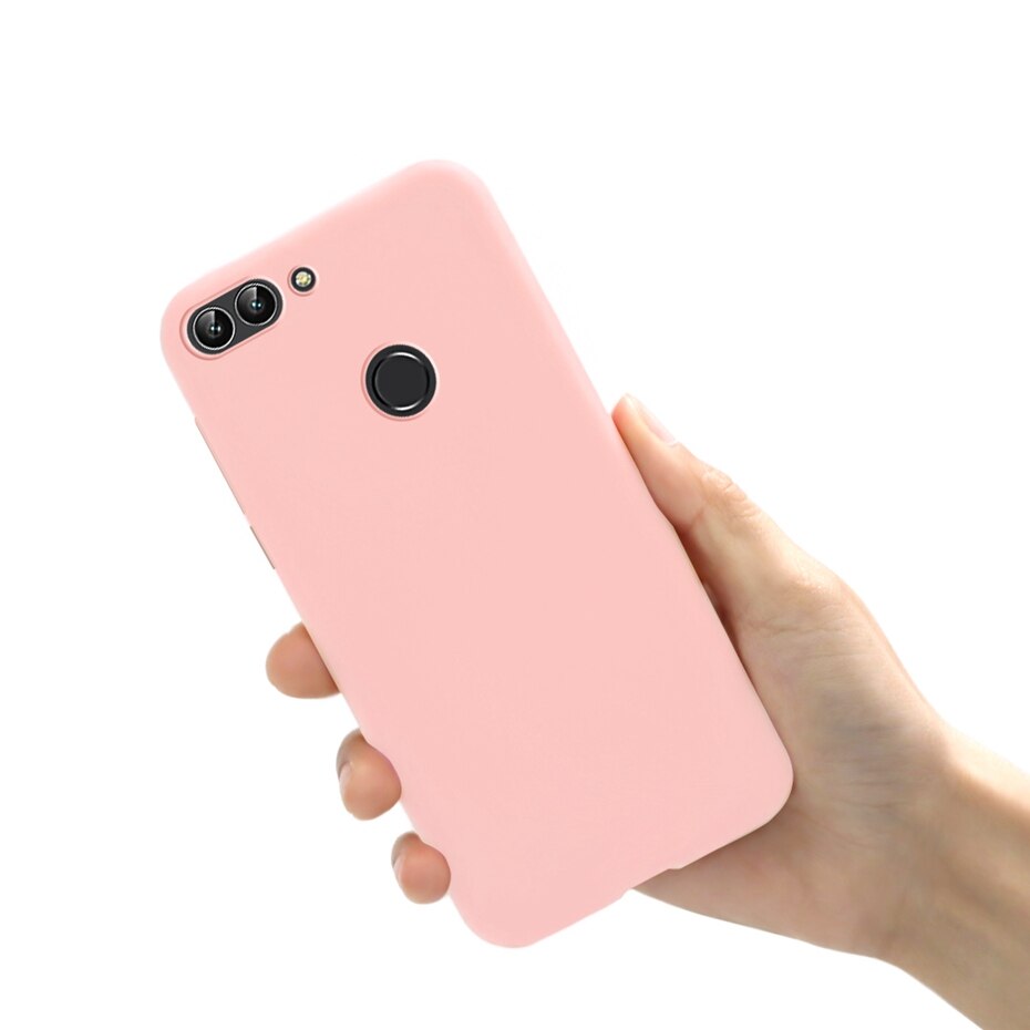 Pour Huawei P Smart étuis Silicone souple Coque arrière pour Funda Huawei P étui intelligent Coque FIG-LX1 Psmart étui de téléphone: Light Pink