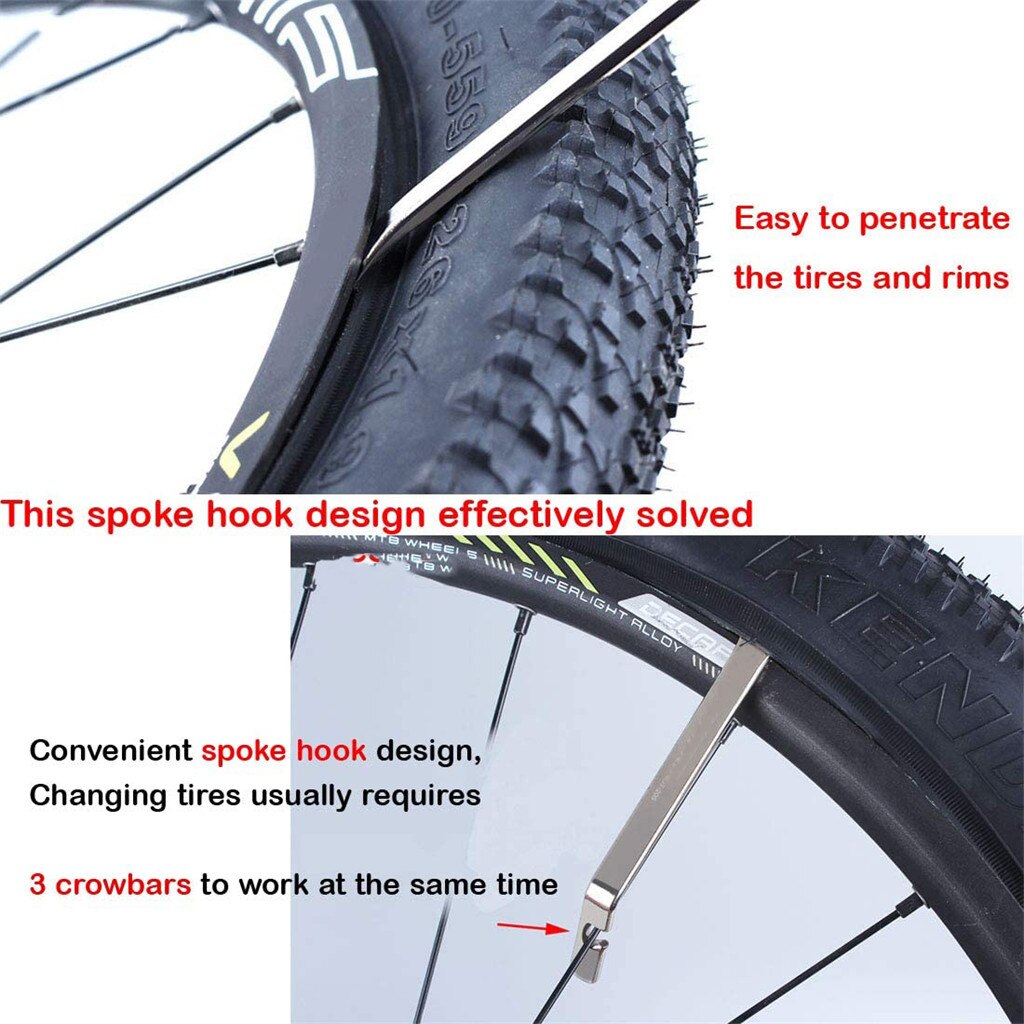 Palanca de neumático de bicicleta, herramientas de bici de , palanca para rueda de bicicleta, cuchara de neumático, herramienta de cambio de hierro, 3 uds. #40