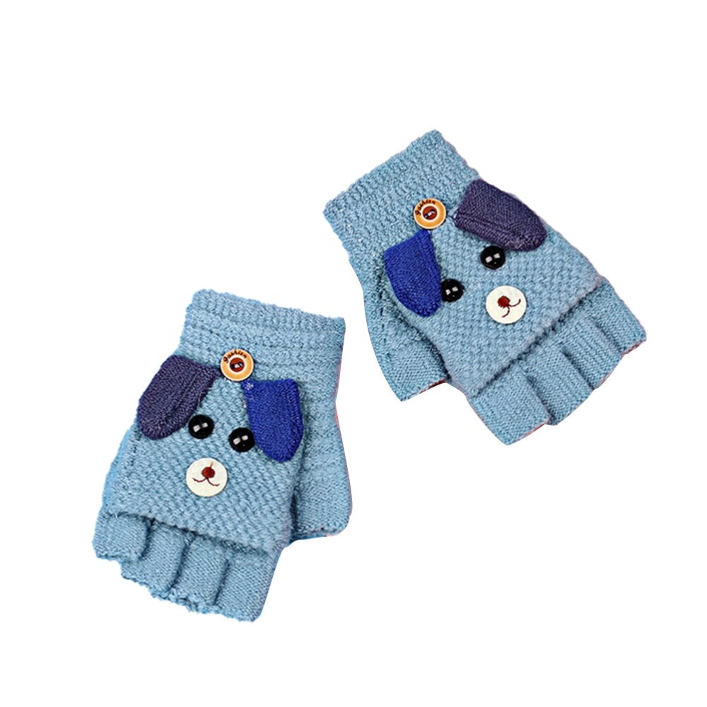 1 par de guantes de invierno, guantes de medio dedo, guantes para niños, protectores de dedos, guantes cálidos para niños al aire libre: Default Title