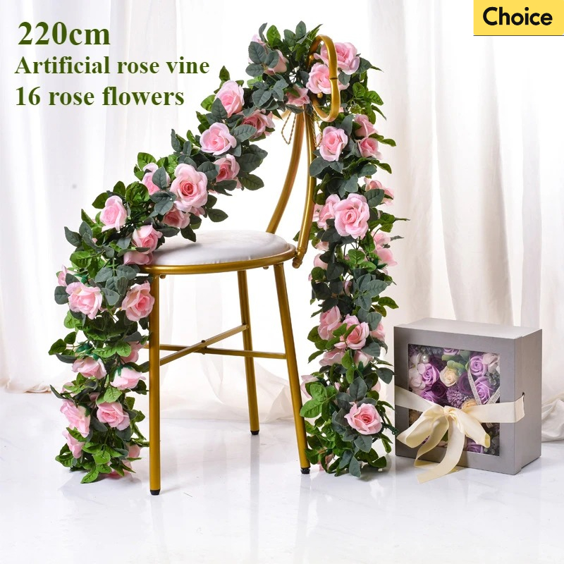 Knstliche rosenranke, 16 bltenkpfe, lnge 220cm...  Grandado