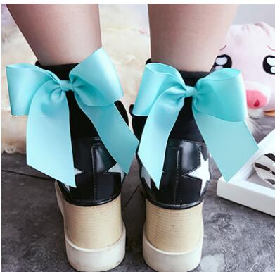De calcetines de lazo Streetwear mujeres corta de calcetines de Color caramelo Pantalón corto con contraste de Color Sockings señoras Bowknot Sox 1 pares/2 uds