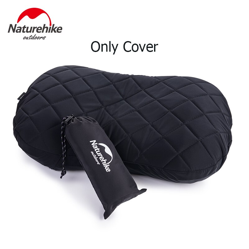 Naturehike Inflatable Pillow Polyester TPU Air Pillow Ultralight Compressible Beach Pillow Portable Hiking Travel Pillow: Black - Only Cover