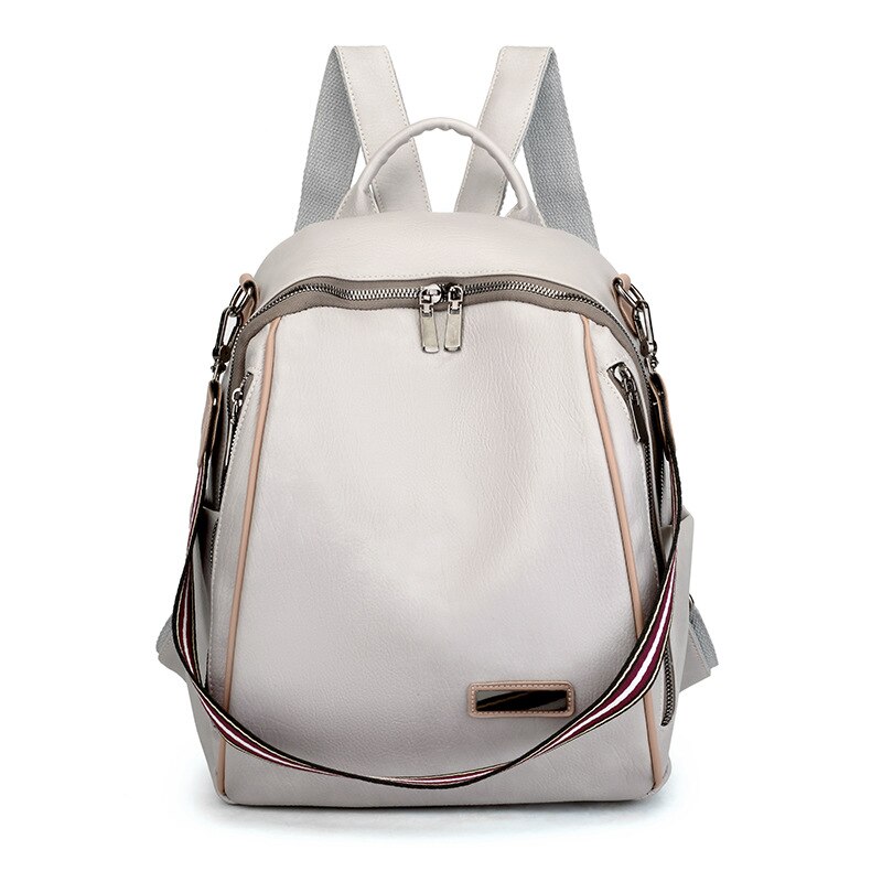 mochilas de cuero PU bolsos escolares para mujeres adolescentes mochilas para ordenador portátil de impermeables bolsas de viaje mochila femenina: Caqui