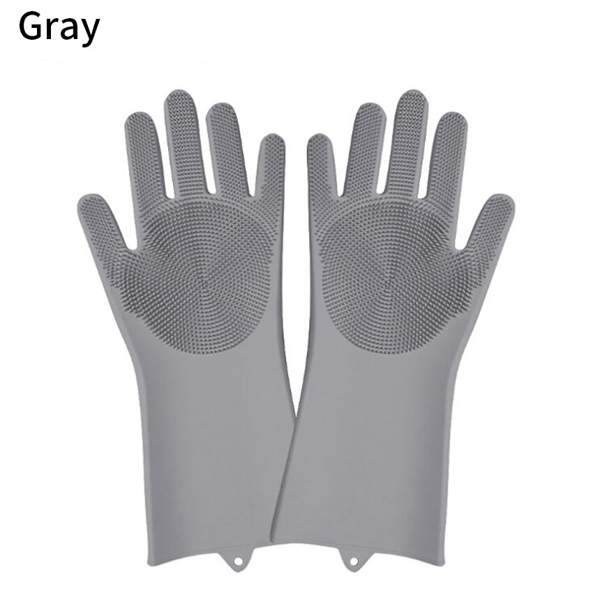 Guantes de lavado de platos, estropajo de cocina de silicona, guantes de limpieza para platos, suministros de Herramientas de limpieza del hogar,: Gray