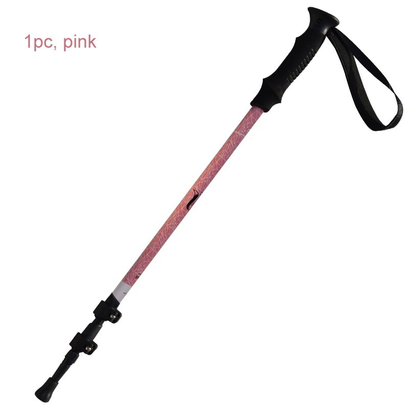 Desert&Fox Aluminum Adjustable Trekking Poles 2pcs,Lightweight Hiking Walking Sticks with Retractable External Lock for Climbing: 1pc Pink 61-135cm
