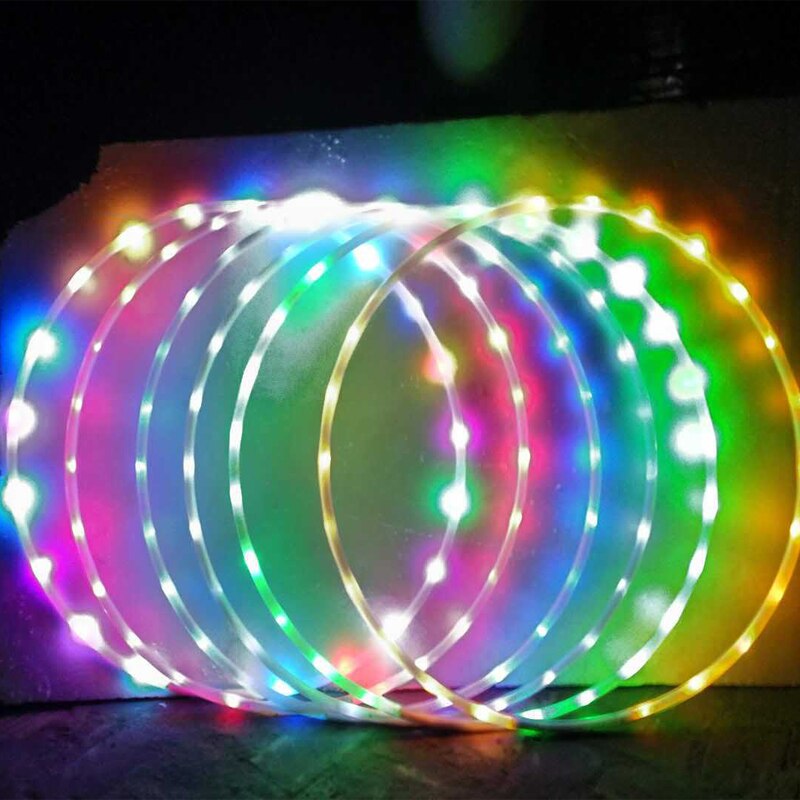 24 Lights Colorful Unremovable Sport Hoops Illuminate Fitness Ring Circle Performing Abdominal Lose Weight Fitness Equipments