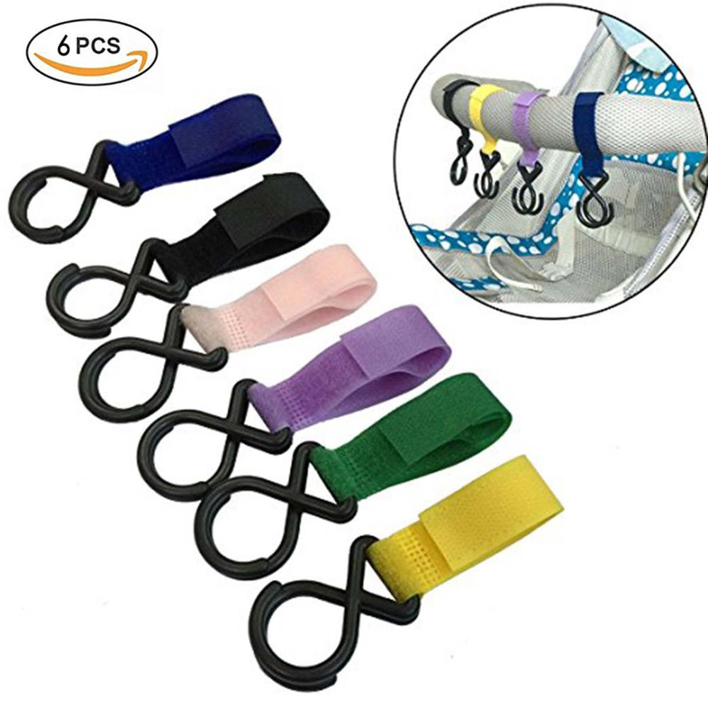 6 teile/satz Kinderwagen Haken Rollstuhl Kinderwagen Pram Wagen Tasche Aufhänger Haken Baby Kinderwagen Einkaufstasche Clip Kinderwagen Zubehör: Color 1