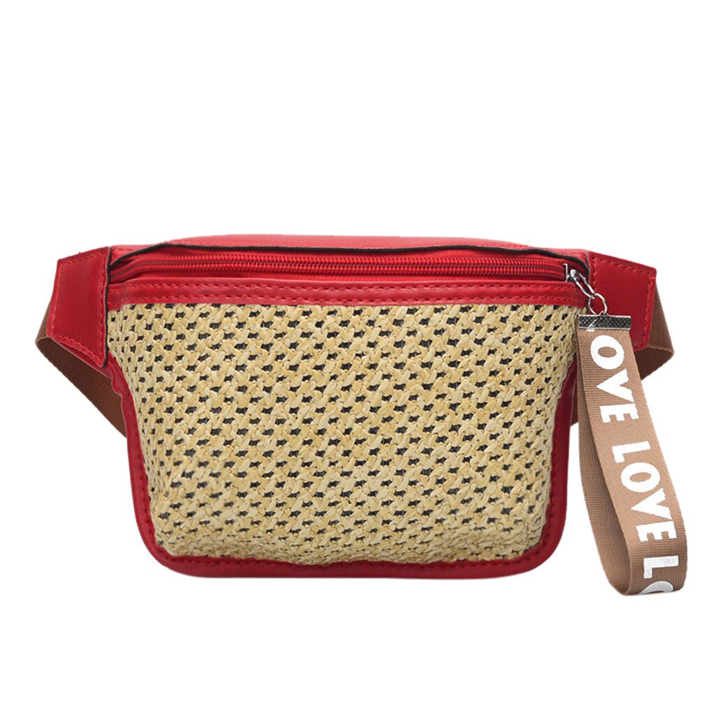 Classic Woven Casual Wild Taille Tas Voor Dame Mode Messenger Bags Brief Borst Banaan Casual Riem Tas Schoudertas Dames: Rood