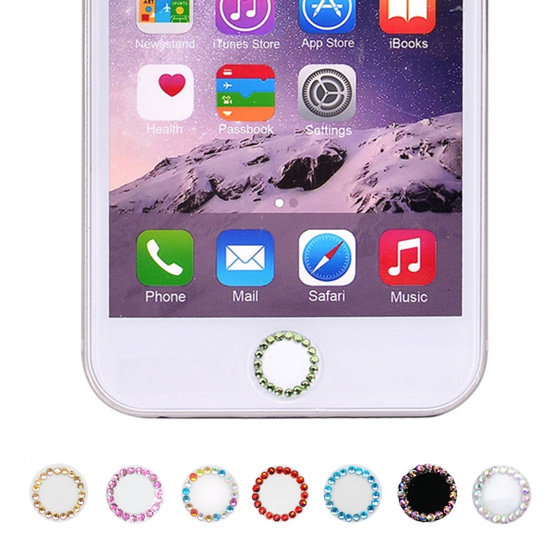 Blue Shining Bling Rhinestone Diamond Home Button Sticker Covers Film Voor Iphone 7 8 Plus 6 6S 5S se Voor Ipad Ondersteuning Touch Id