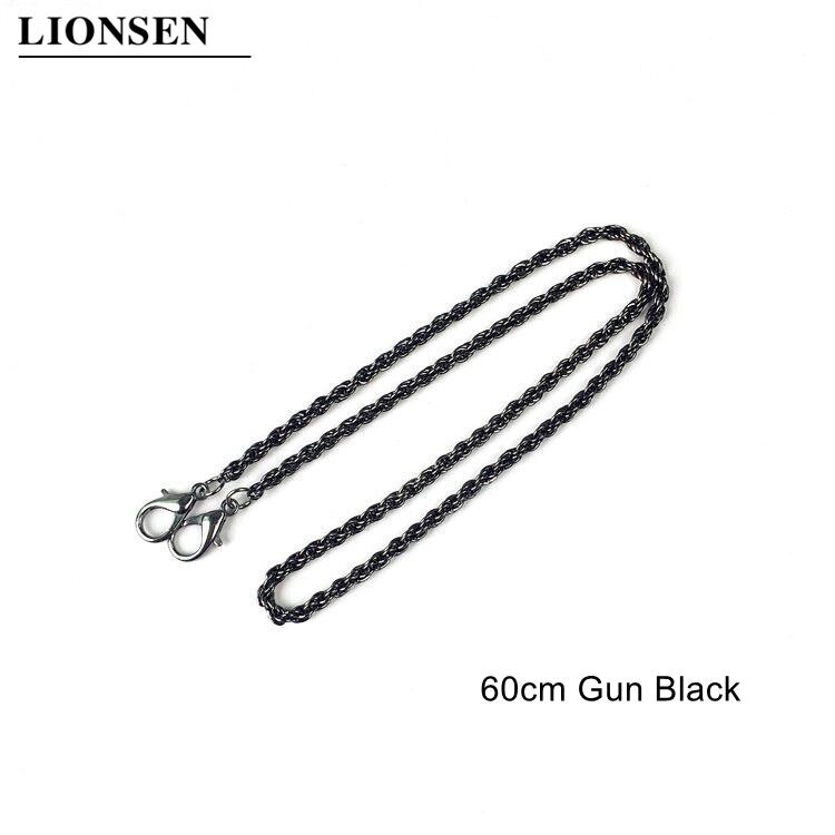 Lionsen 120cm 60cm Ersatz Kette Riemen Metall Verknüpfung Spange Geldbörse Kette Tasche Griff Schulter Kreuz Körper Handtaschen Kette Gurt: 60cm Pistole Schwarz