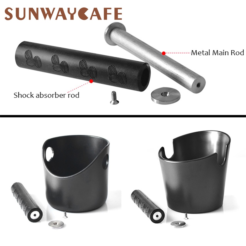 Coffee Espresso Knock Box ABS Stainless Steel Anti slip Coffee Grind Dump Bin Waste Bin with Detachable Knock Bar Barista