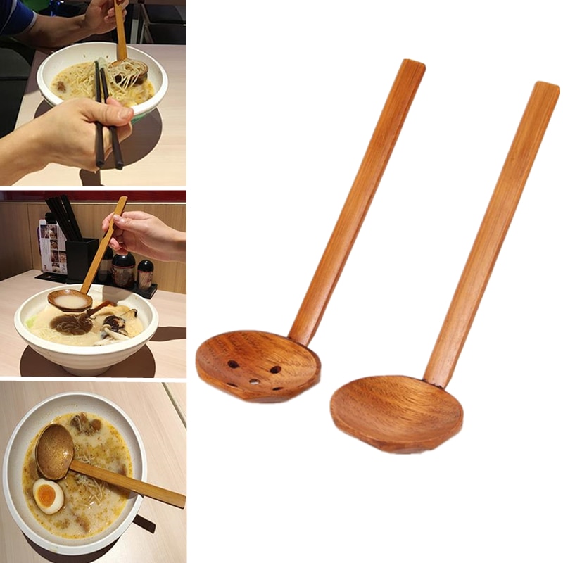 1pc lang håndtag træske ramen ske pot kolander redskaber ramen suppe skeer køkkenudstyr køkkenredskaber japansk stil