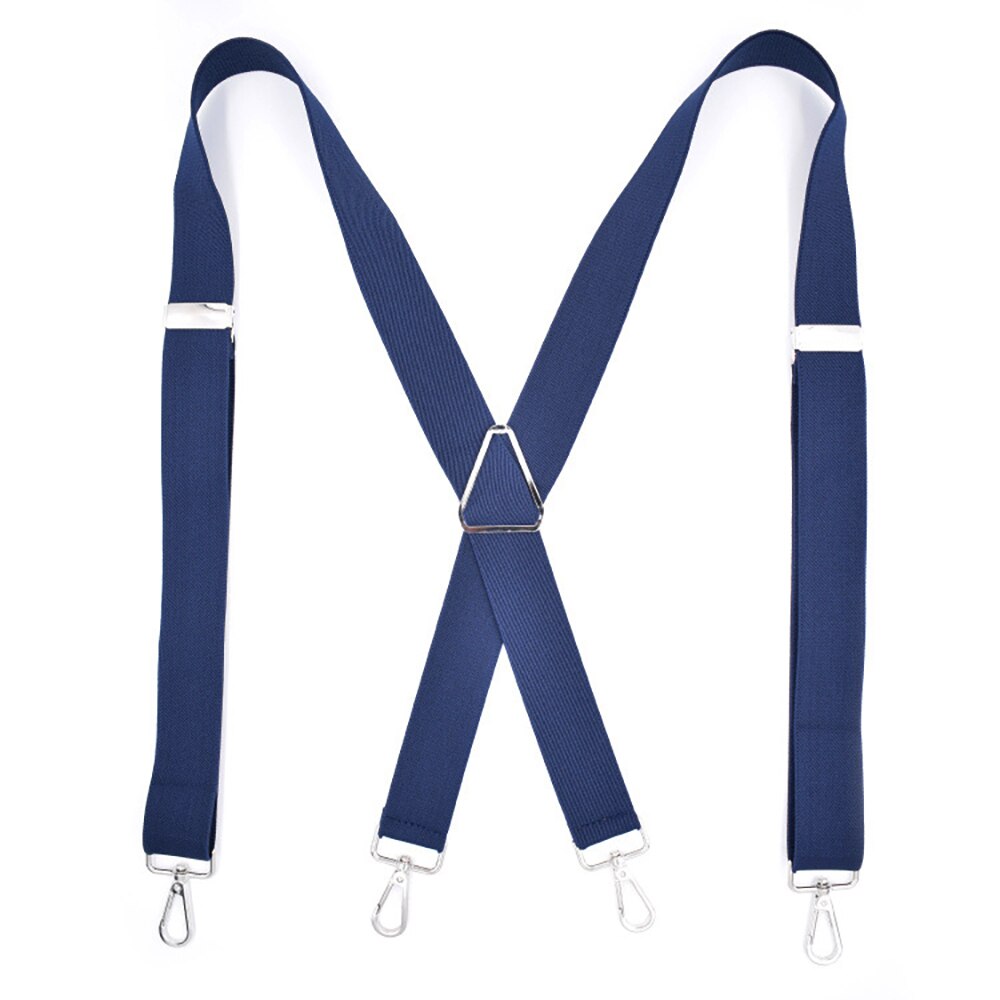 Zwart Werk Bretels Voor Mannen Shirt 4 Snap Haken Zware Big Tall X-Vorm 3.5Cm Breed Verstelbare elastische Broek Broek Bretels: Marineblauw