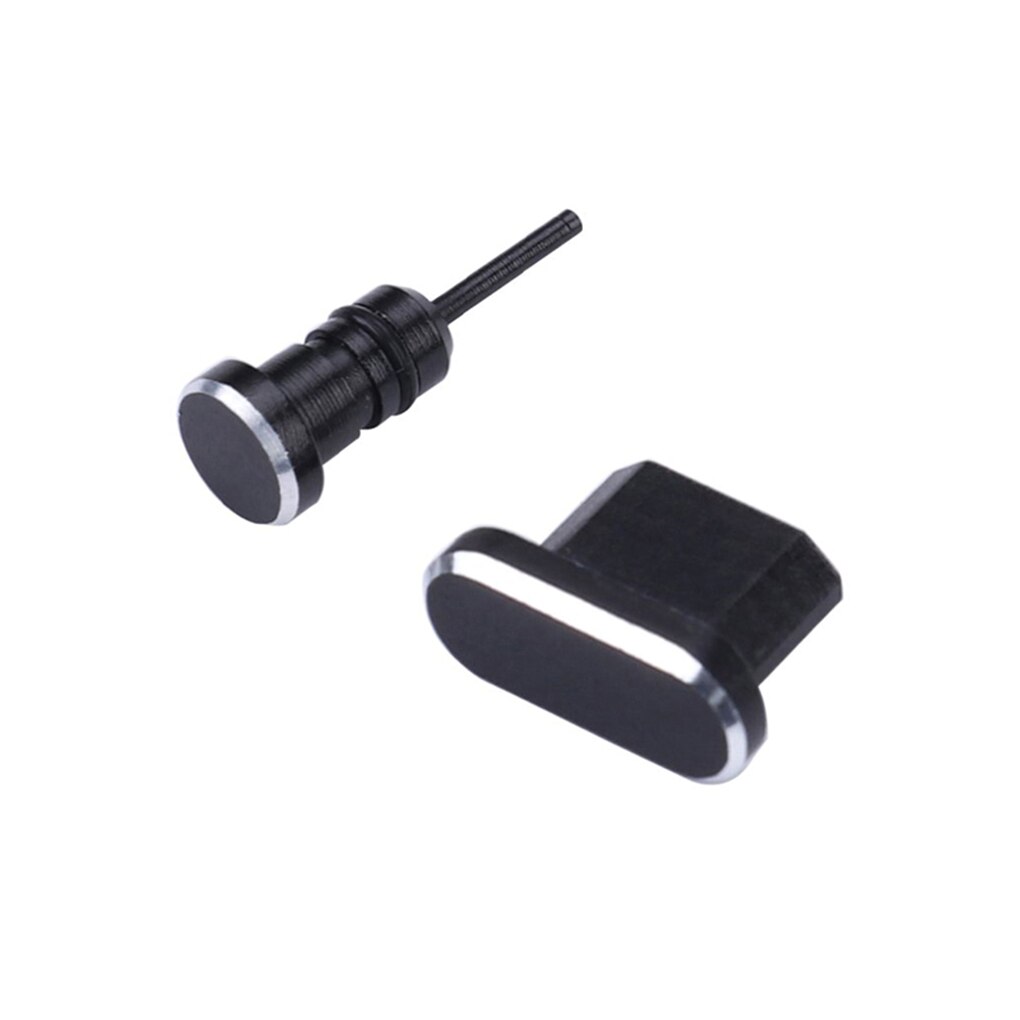 2PCS/Set Metal Charging Port + Earphone Port Dust Plug Replacement for Android Mobile Phone 3.5mm Headset Stopper