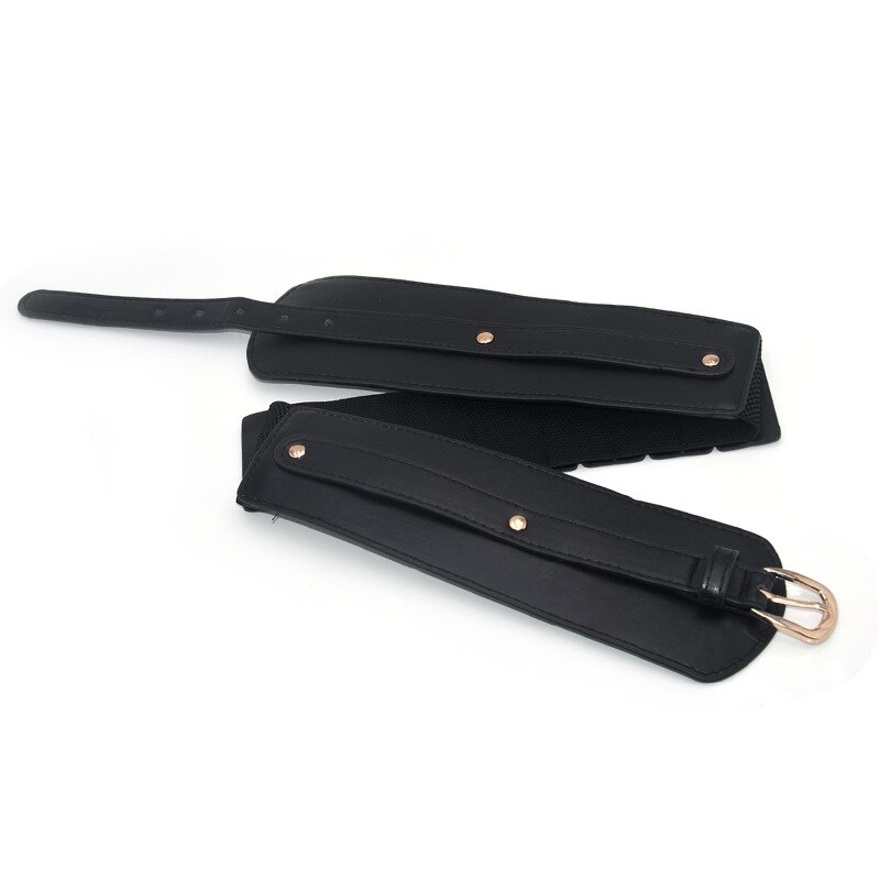 Dames Brede Riem Elastische Vintage Gesp Lederen Riem Breed Mode Wilde Pin Gesp Vrouwen Riem