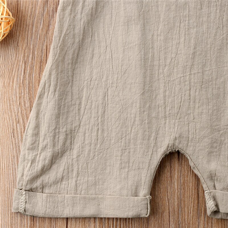Baby Unisex Riem Mode Overalls Pure Kleur Mouwloze Netto Oppervlak Comfortabele Ademende Een Stuk Broek Voor De Zomer