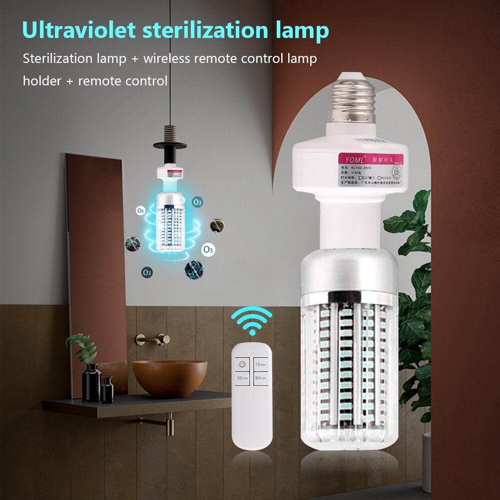 40w desinfisering ultrafiolett sterilisator bakteriedrepende lyspære for hjemmebaderomslampe uvc led 130 lysdioder 85-265v e27
