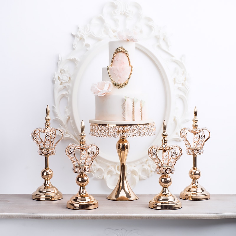 Candelero de corona europea, candelabro de hierro forjado, portavelas dorados, centros de mesa de boda, Decoración de mesa de Navidad para el hogar