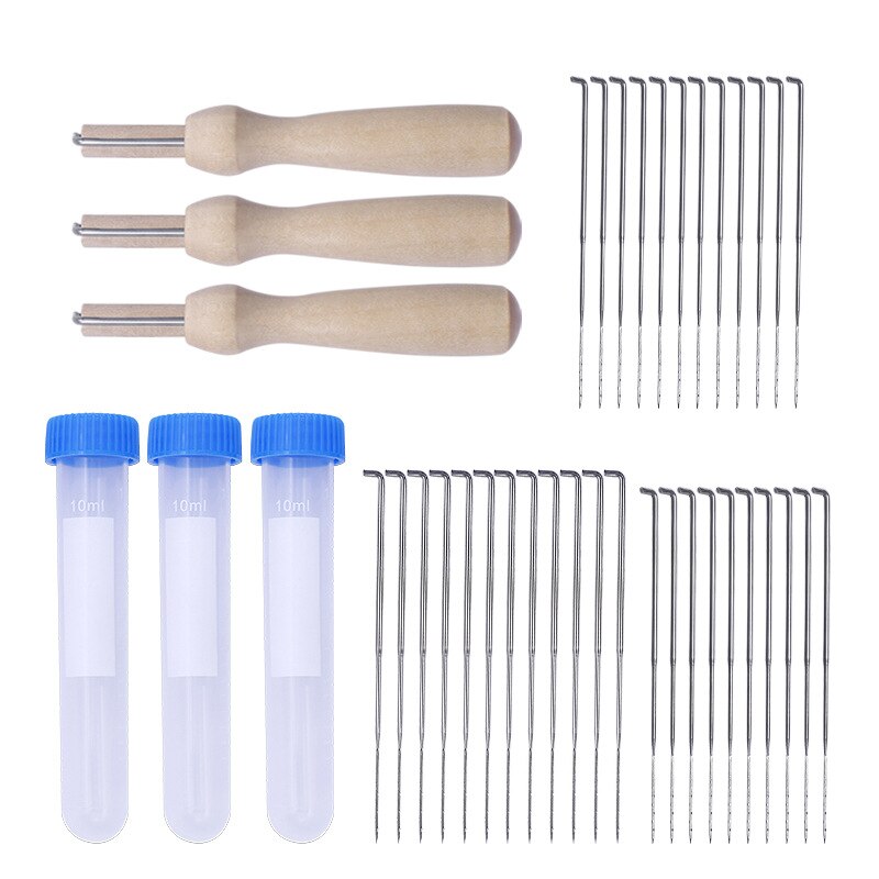 10/18 Uds lana agujas de fieltrar kit para manualidades DIY Artesanato sentía haciendo herramientas Pock pines agujas con mango de madera y botella de plástico