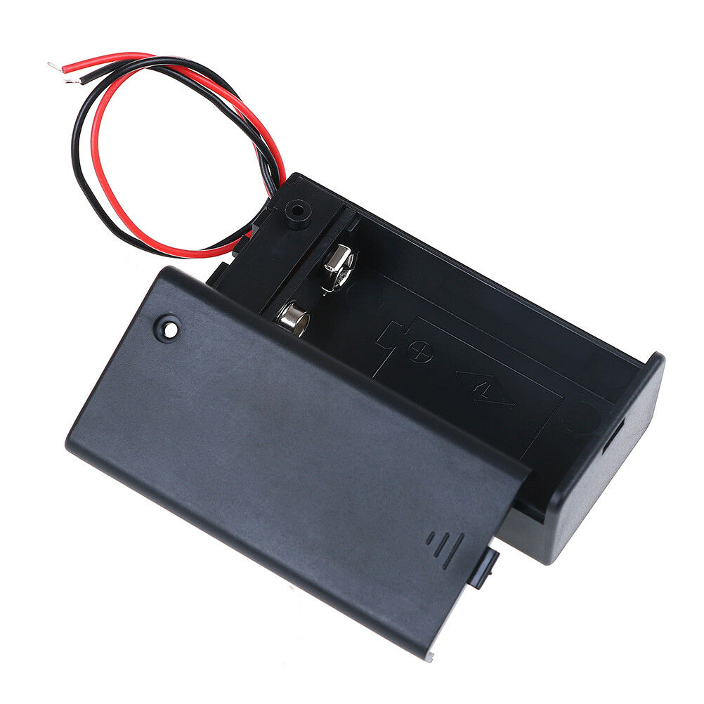 1pc 9V Battery Storage Case Plastic Box Holder With Leads ON/OFF switch cover: for 9V