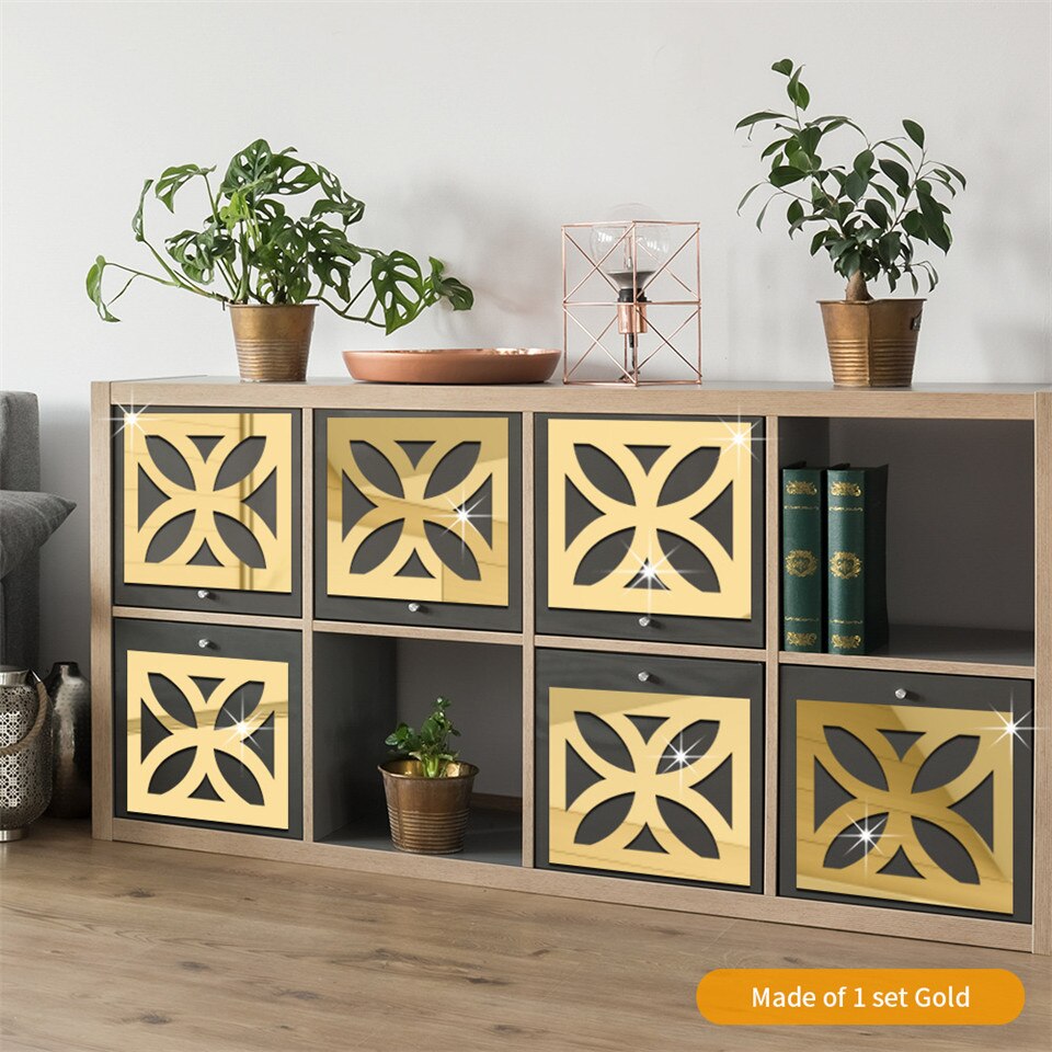 Pegatina de espejo de flores de cuatro hojas de hueco para sala de estar, papel tapiz de decoración de dormitorio, calcomanías de espejo acrílico para decoración del hogar, bricolaje