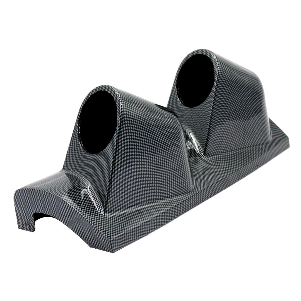 Car 52mm Double Hole Right Side Pillar Gauge Meter Mount Holder Black Carbon