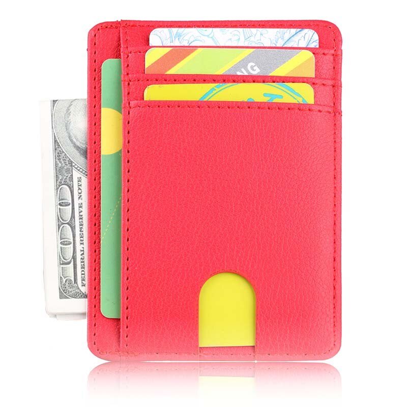 Rfid Men Women Small Bank Travel Leather Business Card Case Slim Lightweight Front Packet Wallet