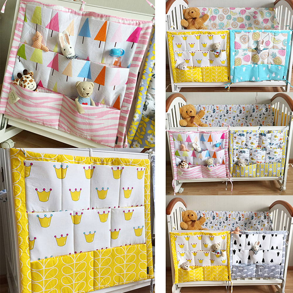 55*60cm Storage Bag Bed Hanging Baby Cot Bed Brand Baby Cotton Crib Organizer Toy PocketDiaper for Crib Bedding Set