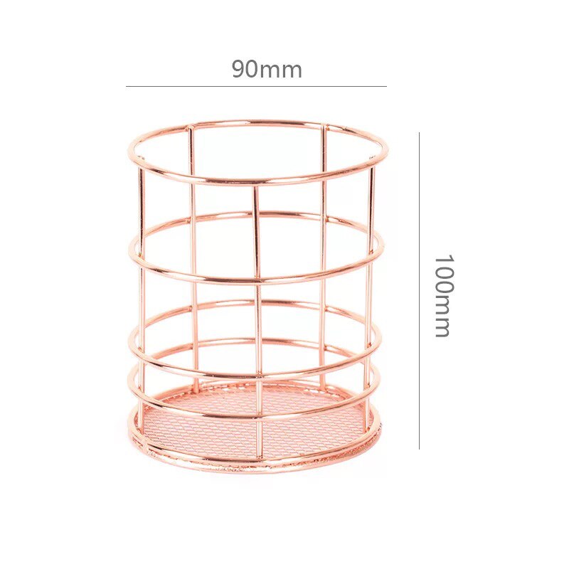 Rose Gold Iron Art Makeup Organizer Basket Eyeliner Brush Set Storage Cup Dressing Table Makeup Cosmetic Organizer Box: 01