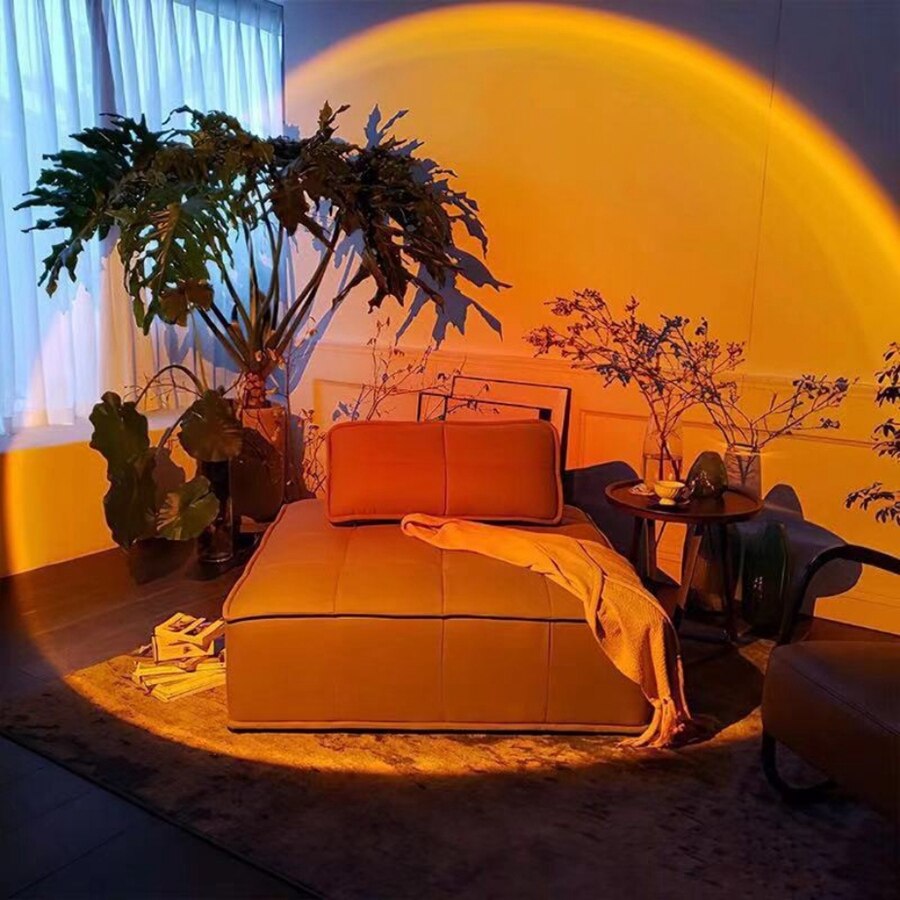 Zonsondergang Rode Led Nachtlampje Zon Projectie Usb Rainbow Projector Wanddecoratie Verlichting Bureaulamp Voor Slaapkamer Bar Koffie Winkel